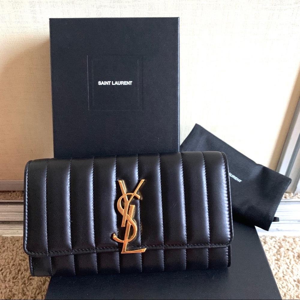Saint Laurent Vicky Quilted Leather Long Wallet - Picture 2 of 14